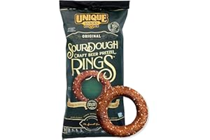 Unique Snacks Sourdough Craft Beer Pretzel Rings, Delicious Homestyle Baked Snack Bag, Vegan, OU Kosher, and Non-GMO Food, No Artificial Flavor, 11 Oz. Bag, Pack of 3