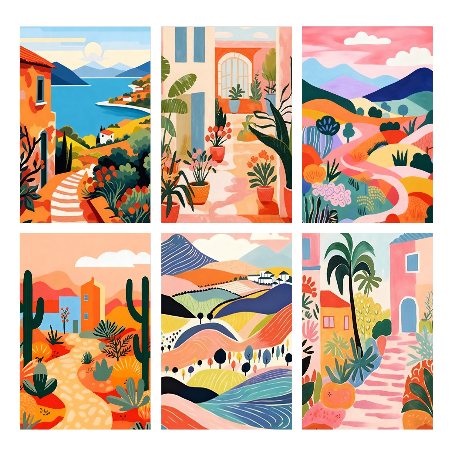 Amaieuin 6 Pack Landscape Paint by Numbers for Adults Beginner,Number Painting for Adults,Easy Painting by Numbers for Home Decor Gift 12x8in — image 1