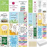 Tisancy 36 Pcs Secret Sister Greeting Cards and Bookmarks Set Bible Verse Secret Sister Cards with Envelopes Stickers Gifts for Galentine's Day Christian Women Birthday Easter