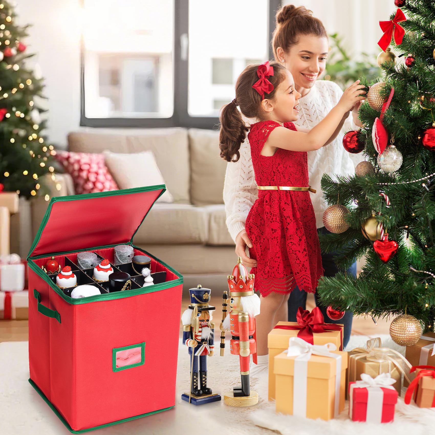 Ciseret Christmas Ornament Storage Box Containers Holiday Decoration...