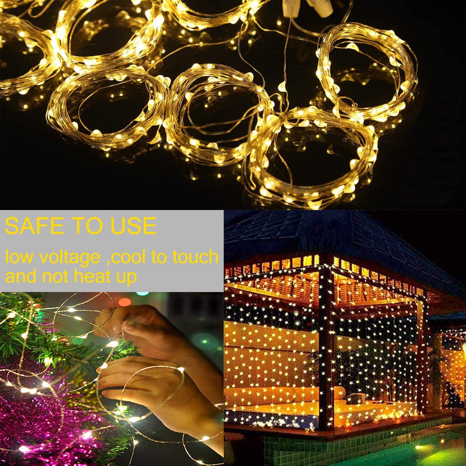 AIGUMI Curtain Fairy Lights, 3m×3m 300LED Christmas Hanging Fairy Lights, Curtain Lights Indoor with 8 Modes Remote Control - Image 5