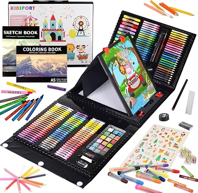 KINSPORY 290 PCS Art Set for Kids Deluxe Coloring Drawing Case Gift