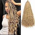 Flagship Goddess Box Braids Crochet Hair 18 Inch 9 Packs Boho Crochet Braids with Curly Ends,Bohomian Pre looped Box Braids Crochet Hair for Black Women-27#