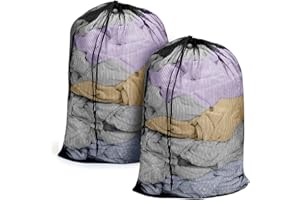 2PCS Large Mesh Laundry Bag with Drawstring, 23×35 inch Anti-Deformation and Wear-Resistant Mesh Bag for Washing Machine, Stu