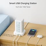 Toomke 8 Way Tower Extension Lead with USB C and USB A 1.8m 13A 3250W view 2