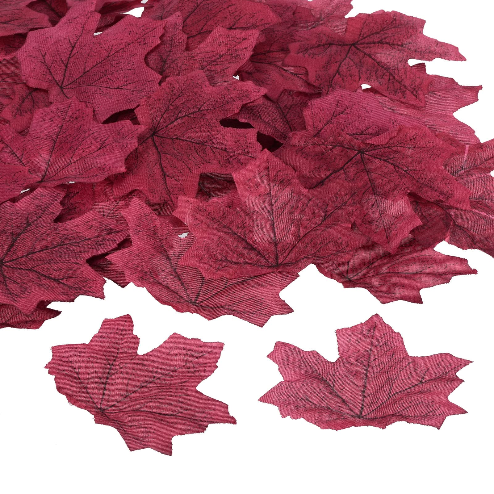 PATIKIL Artificial Leaves, 500 Pcs Fall Maple Autumn Fake Leaf for Wedding Party Thanksgiving Halloween Decoration, Burgundy
