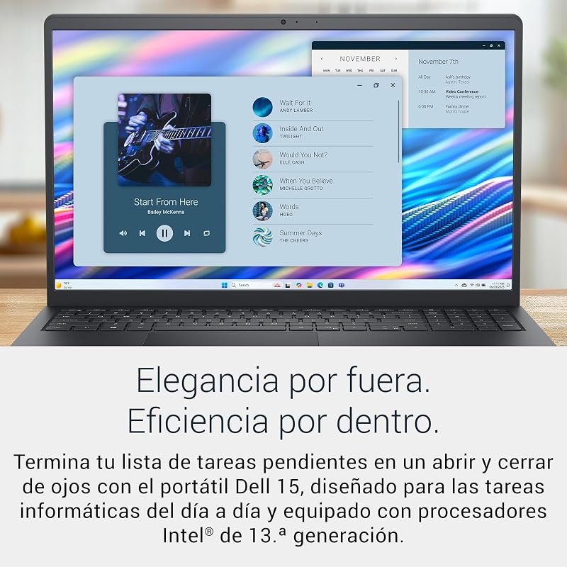 Portátil de 15 DC15250, 15,6" FHD 120Hz Anti-reflexo, Intel Core i5-1334U, 16GB de RAM, 512GB SSD, Intel UHD, Windows 11 Home, teclado QWERTY em espanhol, preto (carregador vendido separadamente)