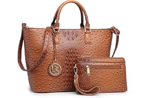 DASEIN Large Tote Bags Vegan Leather Purses and Handbags for Women Top Handle Ladies Shoulder Bags Satchel Hobo 2pcs Set