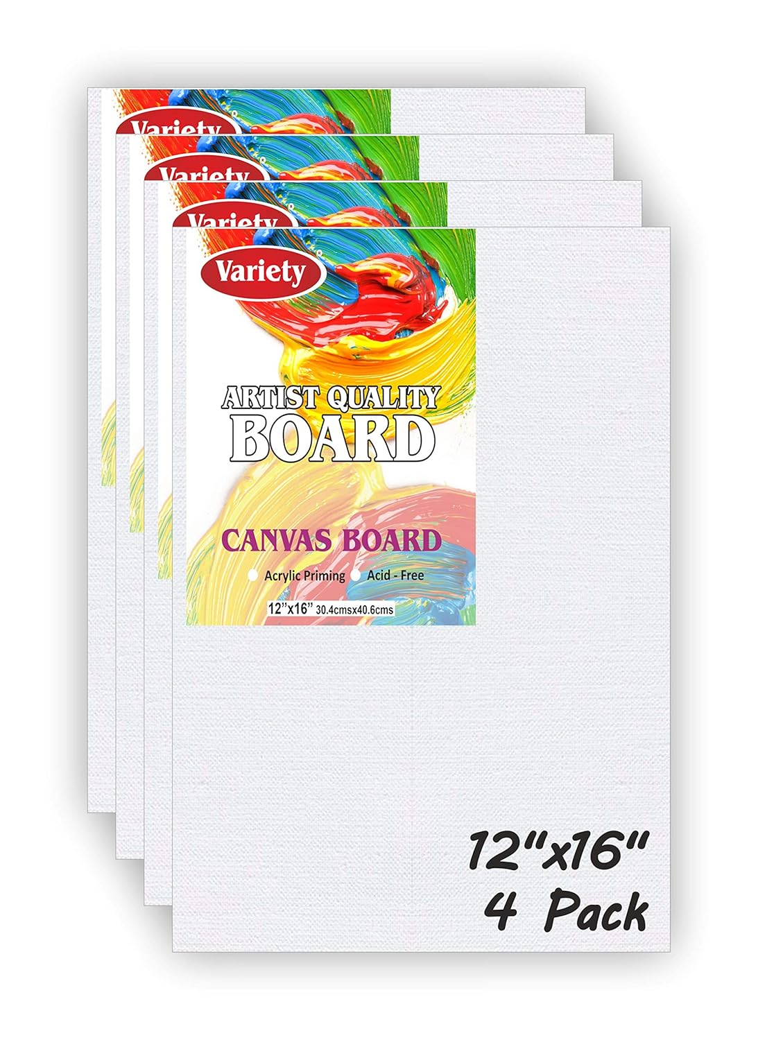VARIETY CANVAS 7OZ Primed Canvas Board for Painting, 12 X 16 Inch