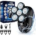 Head Shaver for Men, Upgrade 6-in-1 Mens Electric Shaver Bald Head Shaver Cordless Razor for Men IPX7 Waterproof Rotary Shaver Grooming Kit, Face Head Shaver with Nose Hair Sideburns Trimmer(Blue)