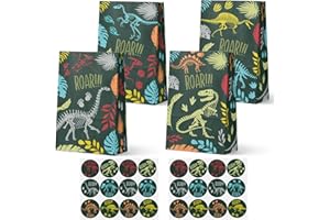 Celee 24-Pack Fossil Party Goodie Bags with Stickers - Ideal for Kids' Birthdays, Baby Showers, and Dinosaur Themed Parties