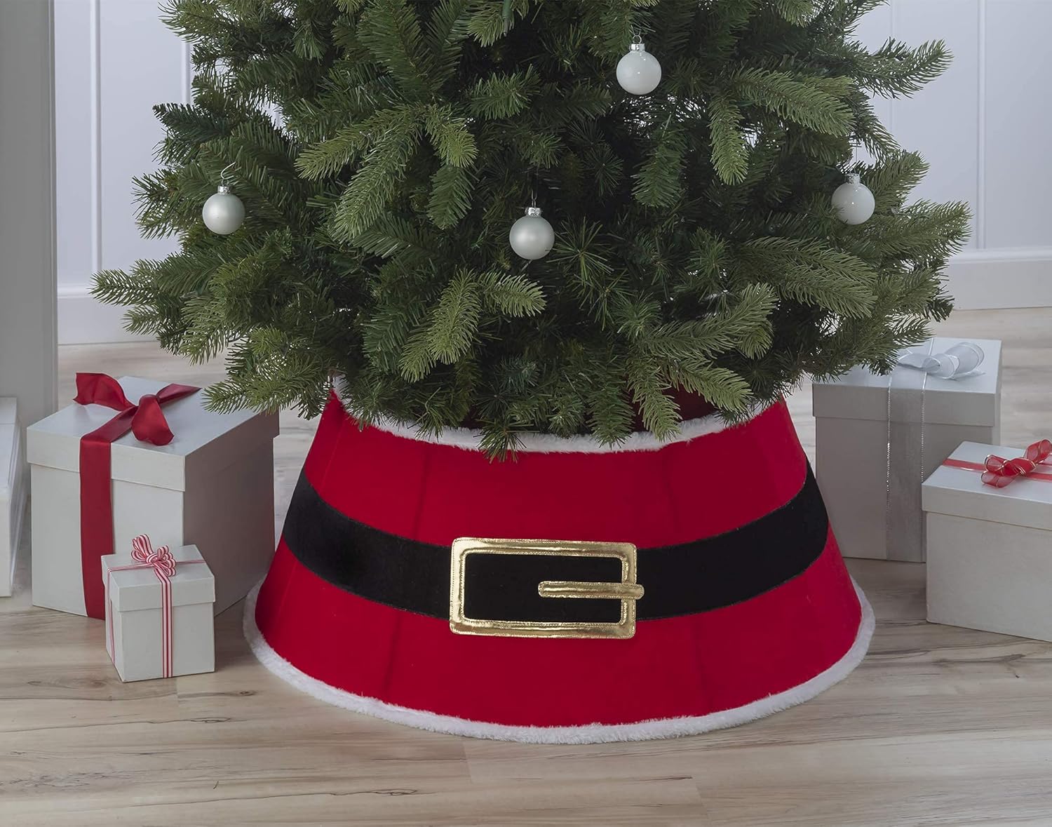 Tree Stands - New Traditions - Stand Band Tree Collar- Santa Belt - Red/Black