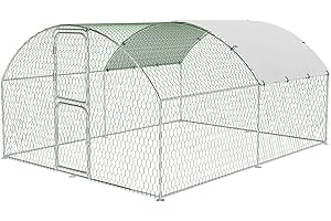 TackView Large Metal Walk-in Chicken Coop – Heavy Duty Outdoor Poultry Cage with Waterproof UV-Resistant Cover & Secure Lock 