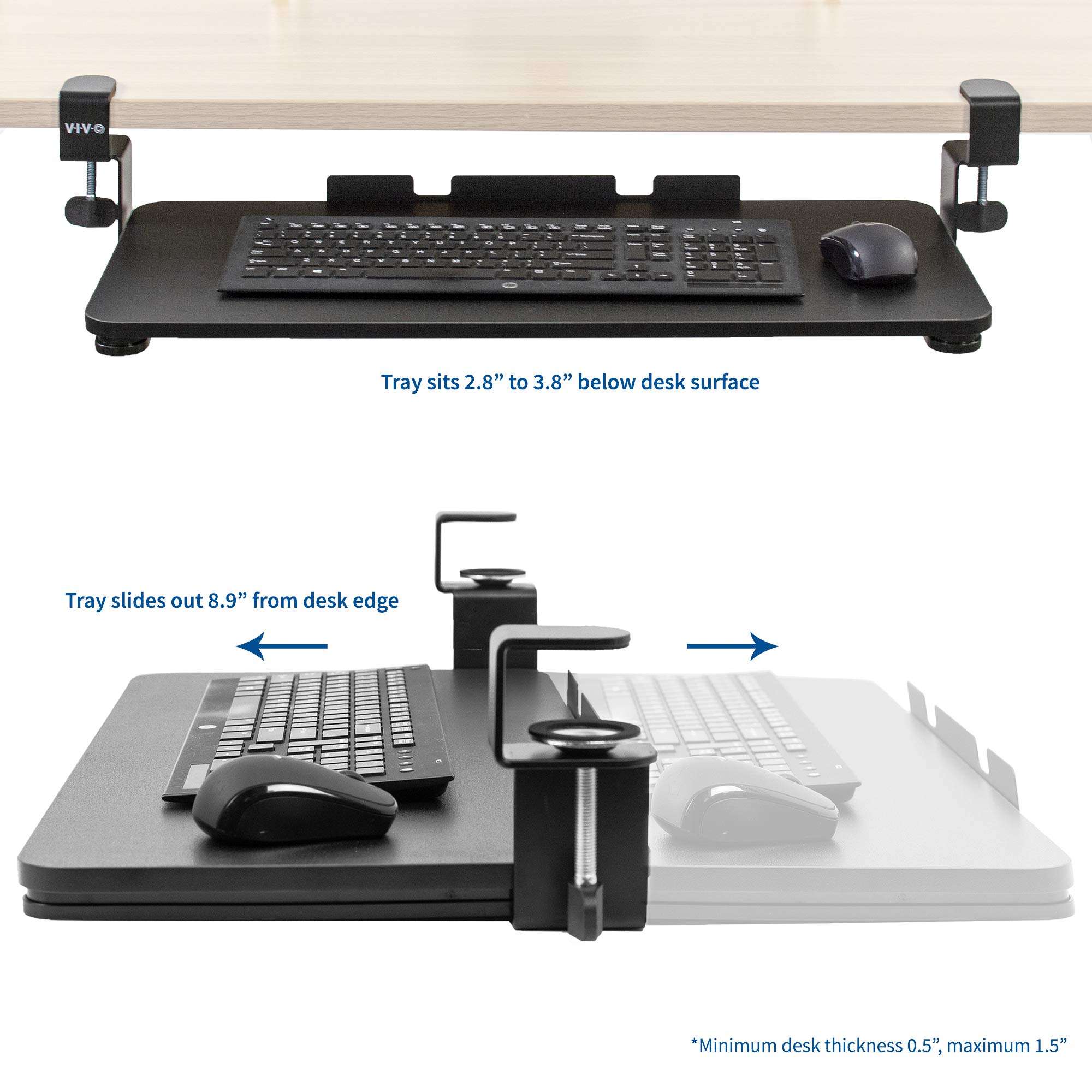 VIVO Clampon Computer Keyboard and Mouse Under Desk Slider Tray 26 x 12 in... 818538024234 eBay