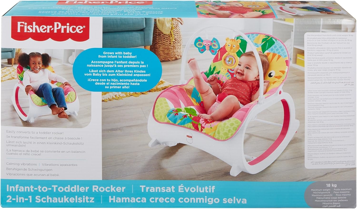 Baby Bouncer Chair And Rocker Suitable From Birth For New Born Fisher Price Infant To Toddler