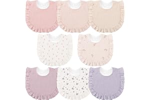Bearmoss 8 Pack Muslin Baby Bibs for Drooling and Teething, Soft Bibs for Girls, Boys, Newborn,Toddler