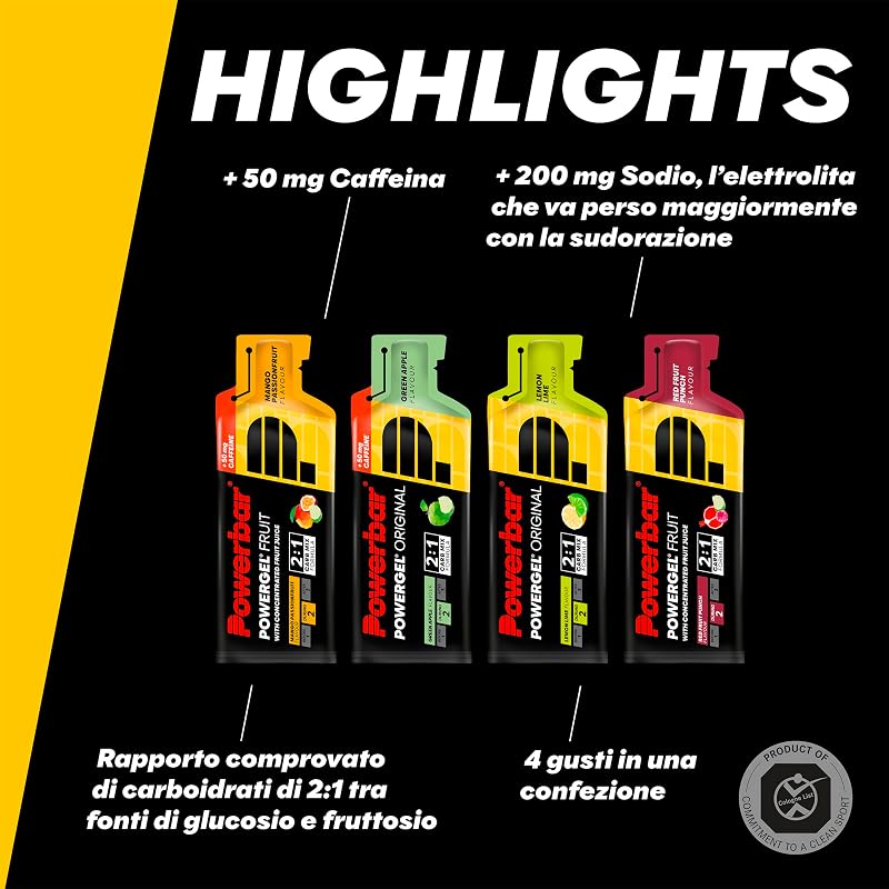 - PowerGel Multiflavour Box - 12x41g - Gel energetico ad alto contenuto di carboidrati - Sodio