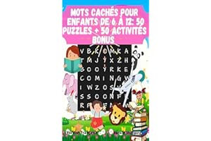 Mots cachés pour enfants de 8 à 12 ans : 50 puzzle + 50 activités bonus (French Edition)