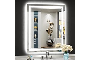 AWANDEE 28x36 LED Bathroom Mirror with Lights, Backlit & Front Lit, Anti-Fog Lighted Vanity Mirror for Bathroom Wall, 3 Colors, Dimmable, Memory, HD Tempered Glass, Shatter-Proof, Horizontal/Vertical