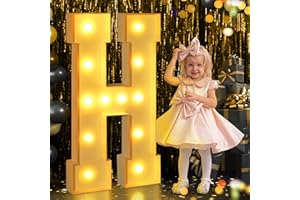 YBQZ 4FT Marquee Light Up Letters, Large Light Up Letters for Birthday Baby Shower Party Decor,Marquee Letters for Balloons for Party Decoration Big Mosaic Letters H for Wedding Engagement Anniversary