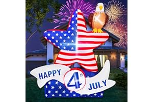 POPTREND 5.2FT 4th of July Inflatable Decorations,Star American Flying Bald Eagle with Build-in LEDs,Blow Up Yard Decoration Patriotic Independence Day Inflatables for Party Indoor, Outdoor, Lawn, Garden Decor