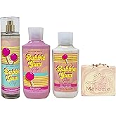 Bath & Body Works Bubble Gum Pop Trio Gift Set - Fragrance Mist, Body Wash and Body Lotion - with a Himalayan Salts Springs Bar Soap