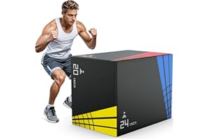 TYRSEN 3-in-1 Foam Plyometric Jump Box, Plyo Box High-Density, Non-Slip, 440lb Weight Capacity, Easy-to-Clean, Box Jumps for Home Gym, HIIT, Crossfit, Agility Exercise, Fitness Training, 22/35/65lbs