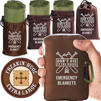 Amazon Com Don T Die In The Woods Freakin Huge Emergency Blankets 4 Pack Extra Large Thermal Mylar Space Blankets With Ripstop Nylon Stuff Sacks Carabiner Zipper Pack Army Green Sports Amazon Com Don T Die In The Woods Freakin Huge Emergency Blankets 4 Pack Extra Large Thermal Mylar Space Blankets With Ripstop Nylon Stuff Sacks Carabiner Zipper Pack Army Green Sports