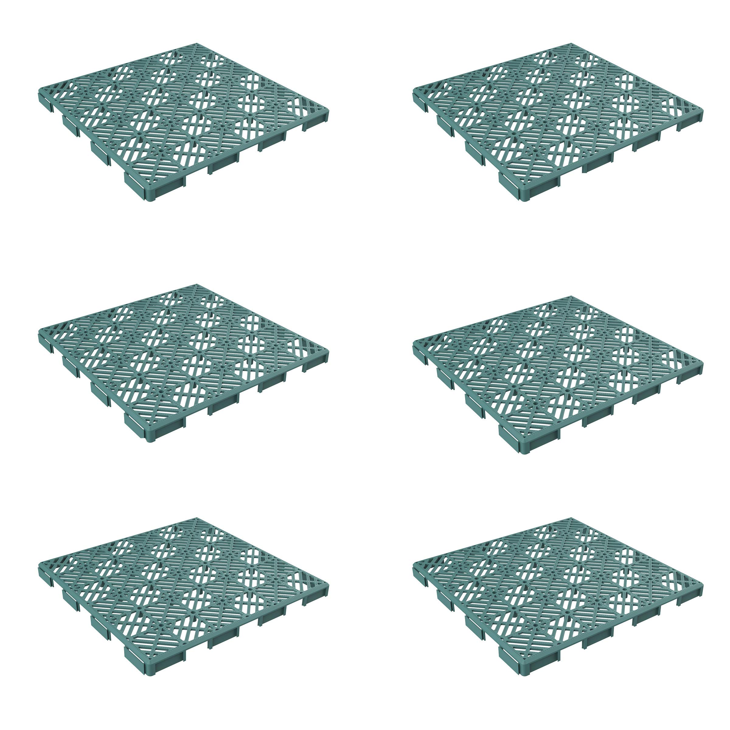 Photo 1 of Pure Garden 6-Pack Polypropylene Interlocking Patio Deck Tiles - Weather-Resistant Outdoor Flooring for Balcony, Porch, and Garage (Green)