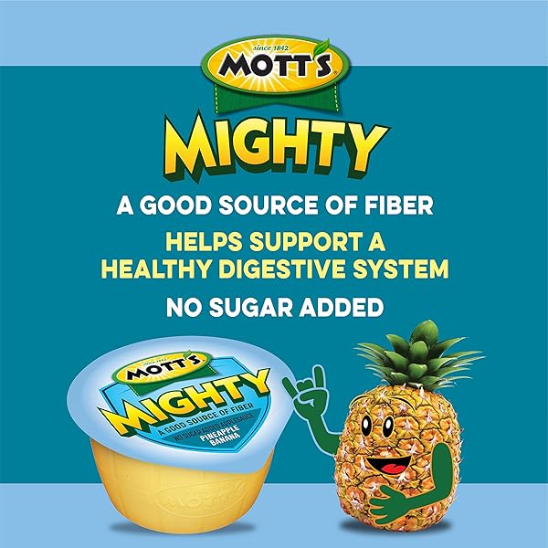 MOTT’S MIGHTY PINEAPPLE BANANA APPLESAUCE, 3.2 OZ CLEAR POUCHES, 48 COUNT (4 PACKS OF 12), NO SUGAR ADDED, GOOD SOURCE OF FIBER, SUPPORTS A HEALTHY DIGESTIVE SYSTEM, GLUTEN-FREE, KOSHER