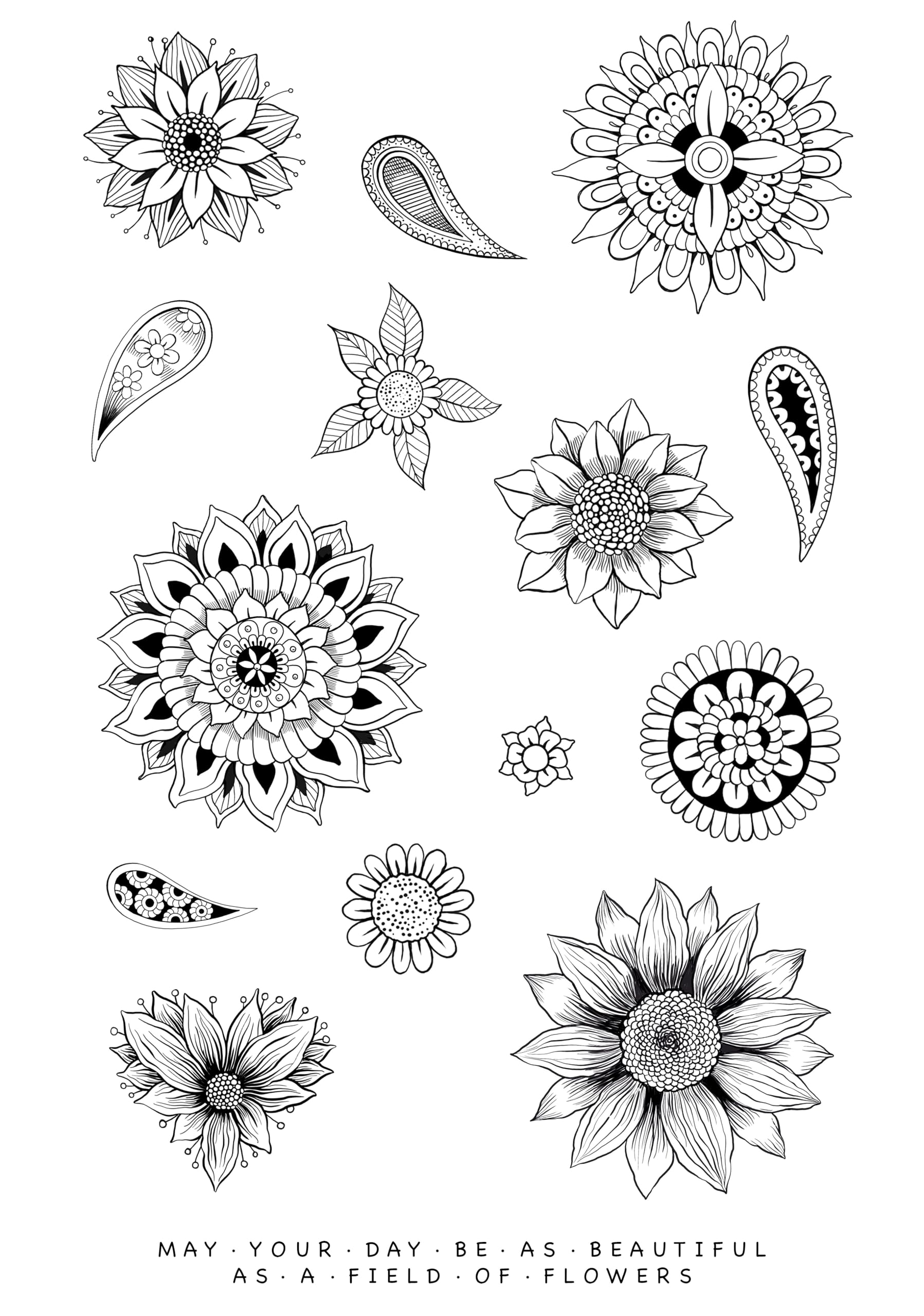 KatKin Krafts Full Bloom 6 in x 8 in Clear Stamp Set, 6 x 8 in