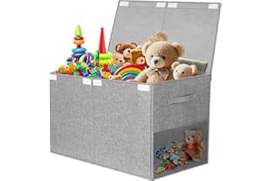 Fineonly Large Toy Box Chest with Lid, Kids Toy Storage Organizer for Boys Girls, Big Toy Bin Basket Extra Large Toy Storage Box for Living Room Playroom Nursery 25"x13"x16"
