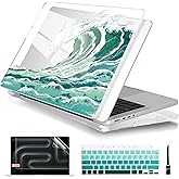 Batianda Designed Case for M5 New MacBook Pro 14 inch 2025 2024 2023 2021 Model A3112/A3434 with M4 M3 M2 M1 Pro/Max Chip, Plastic Hard Shell Cover with Keyboard Cover & Screen Protector, Wave