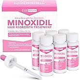 Hair Regen Liquid Minoxidil Women 2% Percent - Extra Strength Advanced Topical Solution for Regrowth Serum Drops - Clinically Proven Growth Treatment for Hers Hair Loss 6 Pack as 6 Months Supply Kit