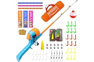 WIDDEN Kids Fishing Pole, Telescopic Fishing Rod, Toddler Collapsible Fishing Rod and Reel Combo with Tackle Box, Fishing Line, Bobber, and Soft Lures for Boy, Girl, Youth, Beginner, Over 4 Years Old