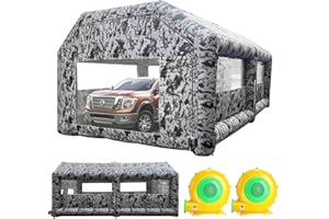 LVAOSTT Paint Booth 26 x15 x 10FT Large Inflatable Spray Booth with Dual Air Filter System Air Blower for DIY Spray Car Parts Painting Workstation Motorcycle Garage