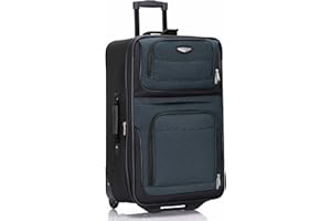 Travel Select Amsterdam 25-Inch Softside Expandable Rolling Upright Luggage, Lightweight 2-Wheel Suitcase with Push-Button Handle, Navy
