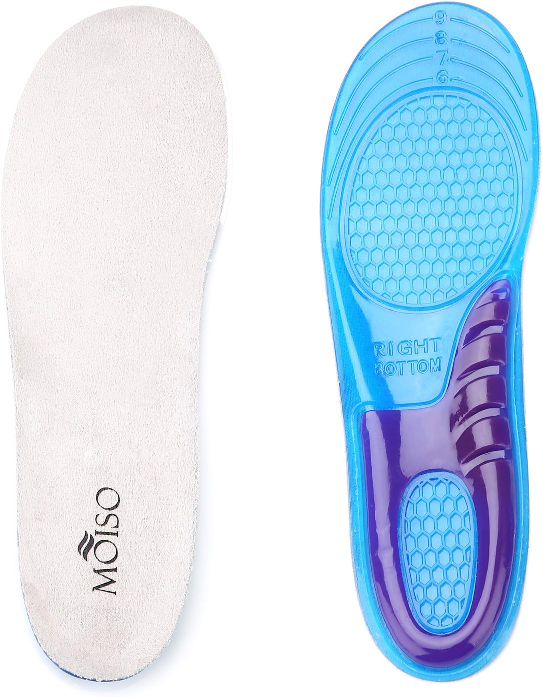 MOISO GEL Sports Work Comfort Trimmable Insoles for Shock Absorption, Inserts for Running Shoes Work Boots Trainers, Relieve Foot Pain for Men & Women