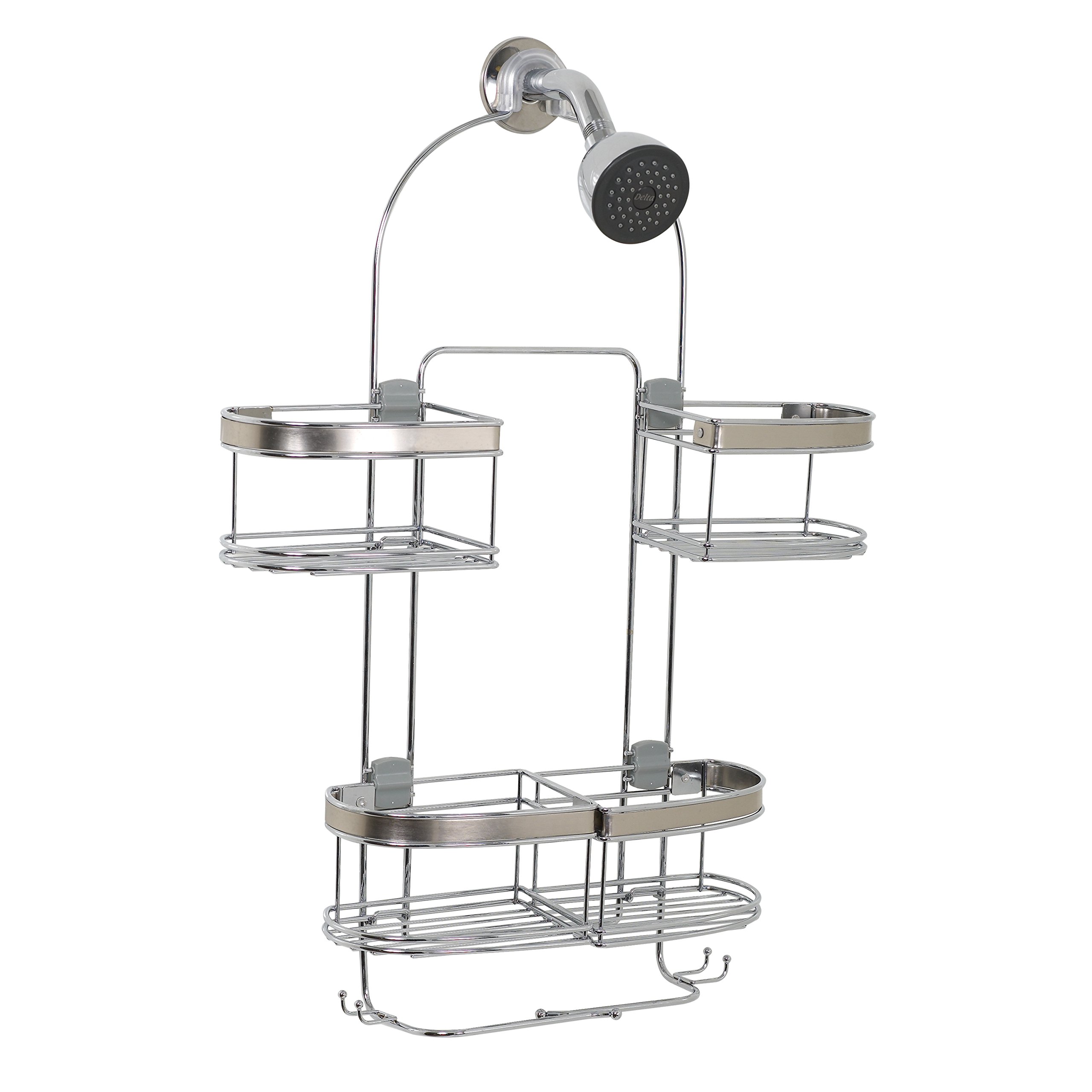 Zenna Home Expanding Shower Caddy, RustResistant, Chrome with Brushed Accents