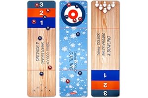 COLUCK Curling 3 in 1 Board Game,Tabletop Shuffleboard Bowling Curling Board Game,Mini Tabletop Games Family Sports Game for Adults,Kids Portable Easy Set Up