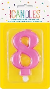Unique Dazzling Metallic Pink Number 8 Birthday Candle 1 Pc view 2