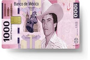 siayaharu Mexican 1000 Peso Picture Debit Card Sticker No Bubble Slim Waterproof Anti-Wrinkling Removable Vinyl Credit Card Covers Skin
