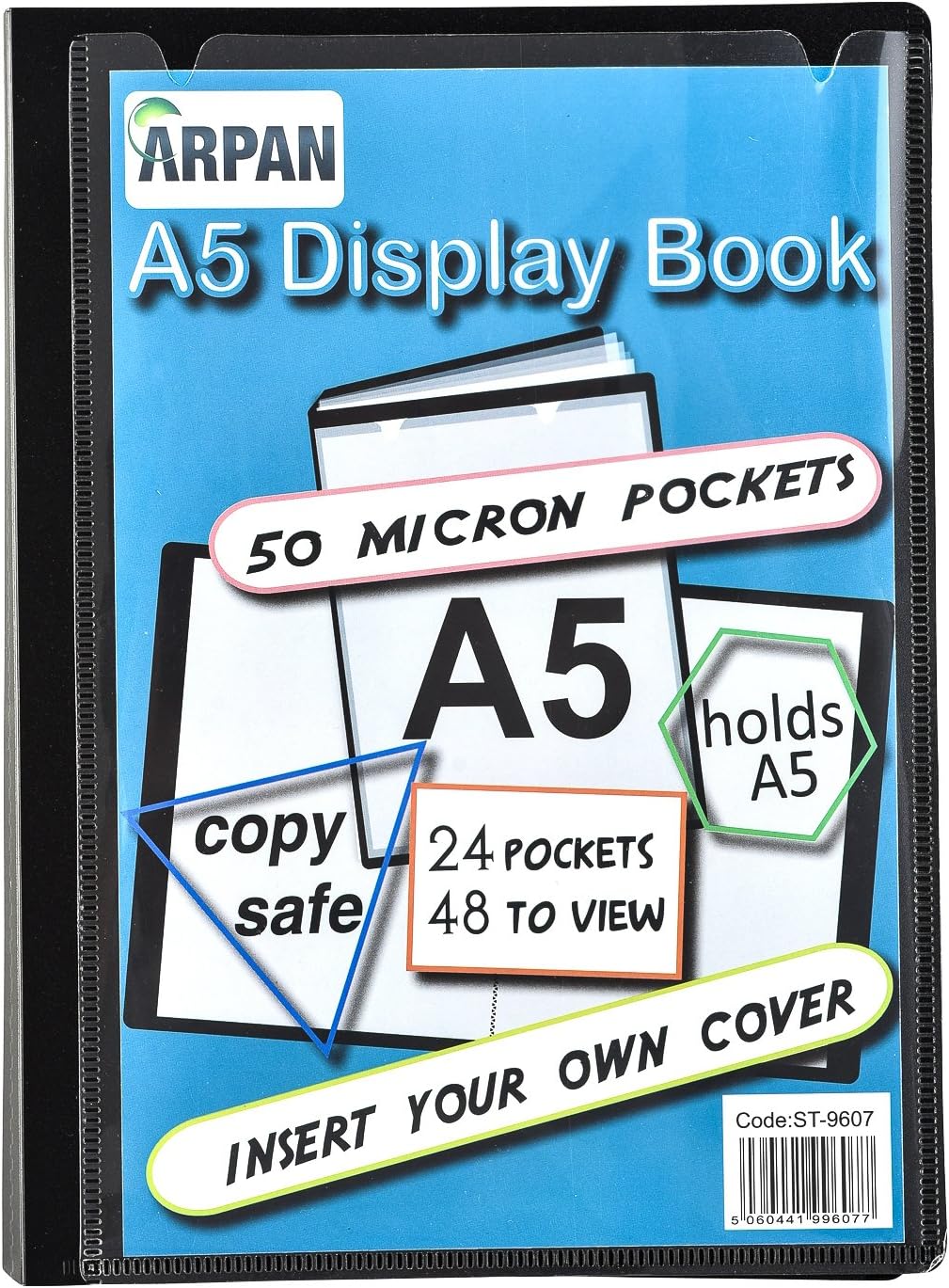 Display Book 24 Pockets Black Presentation A5 Display Book Folder