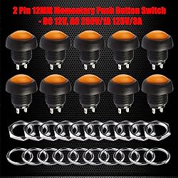Ampper Momentary Push Button Switches, 2 Pin On/Off