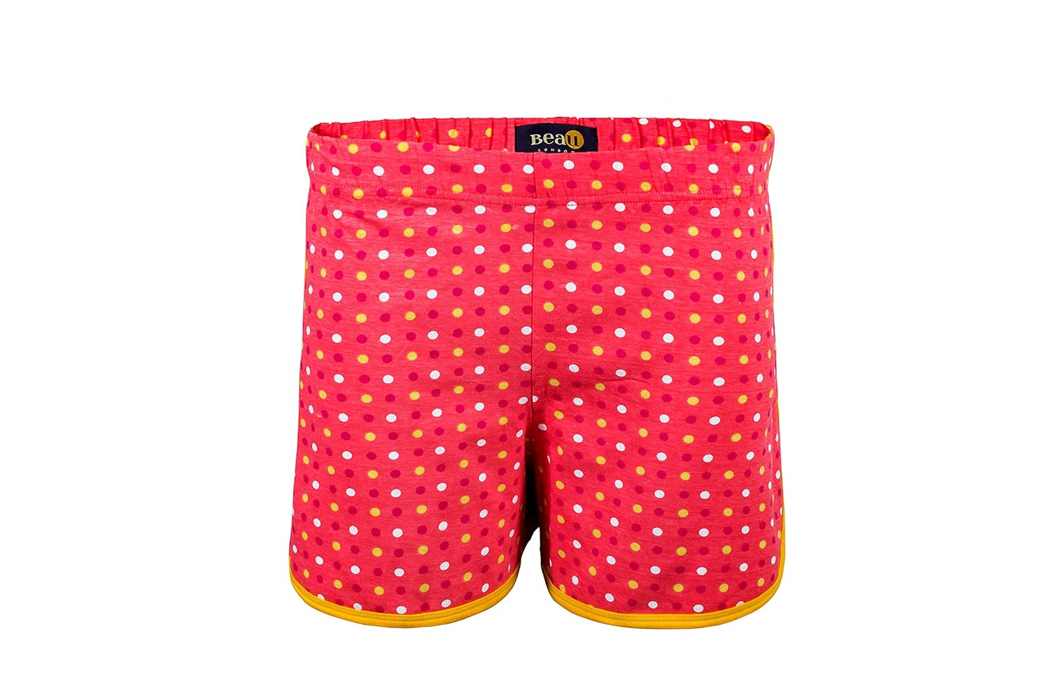 beau, women's shorts with piping made from organic cotton, polka dots peach yellow