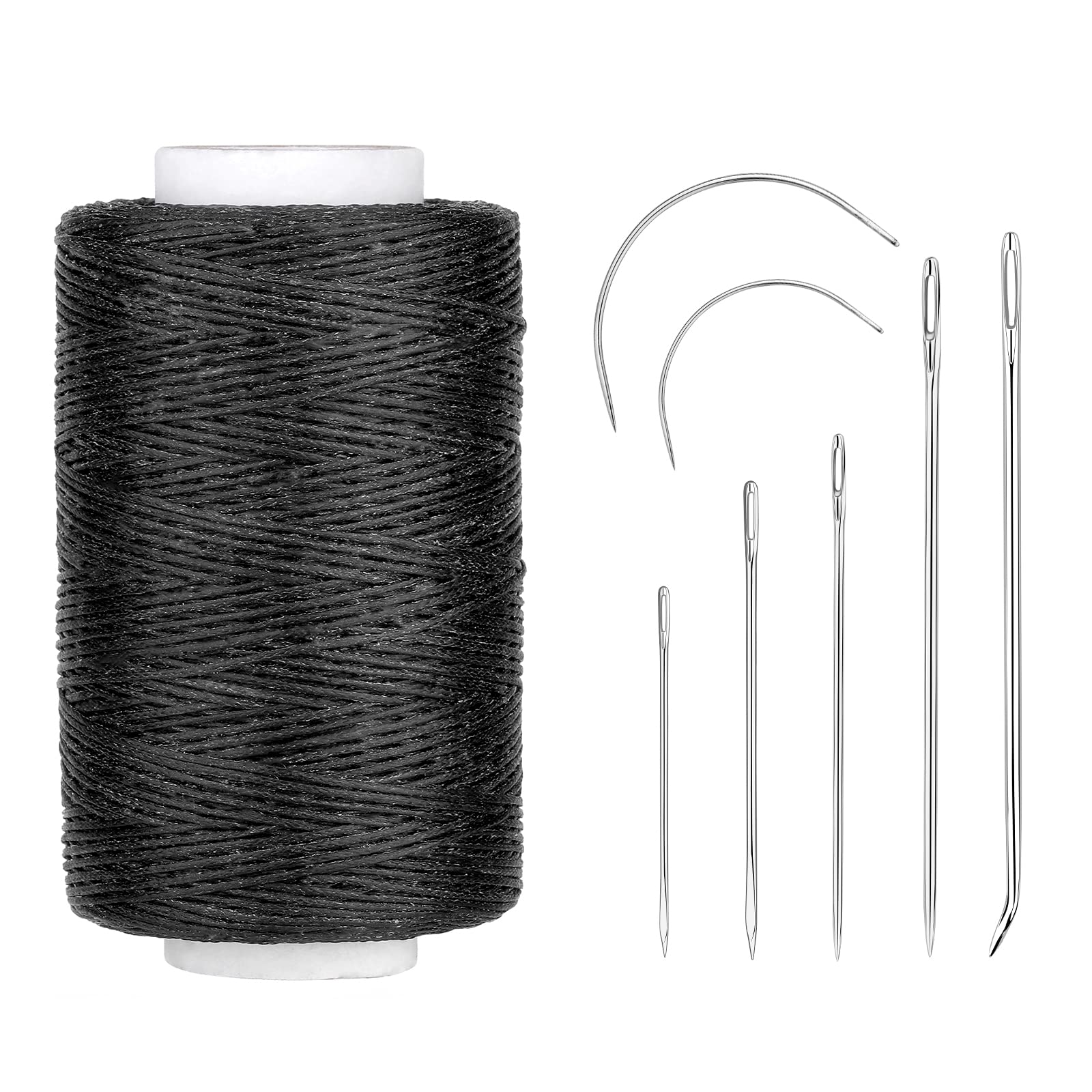 Namner 250M Leather Waxed Thread, 150D Sewing Waxed Thread Cord with Sewing Needles, Upholstery Repair Sewing Kit for Bookbinding, Shoe Repairing, Leather Projects, Black