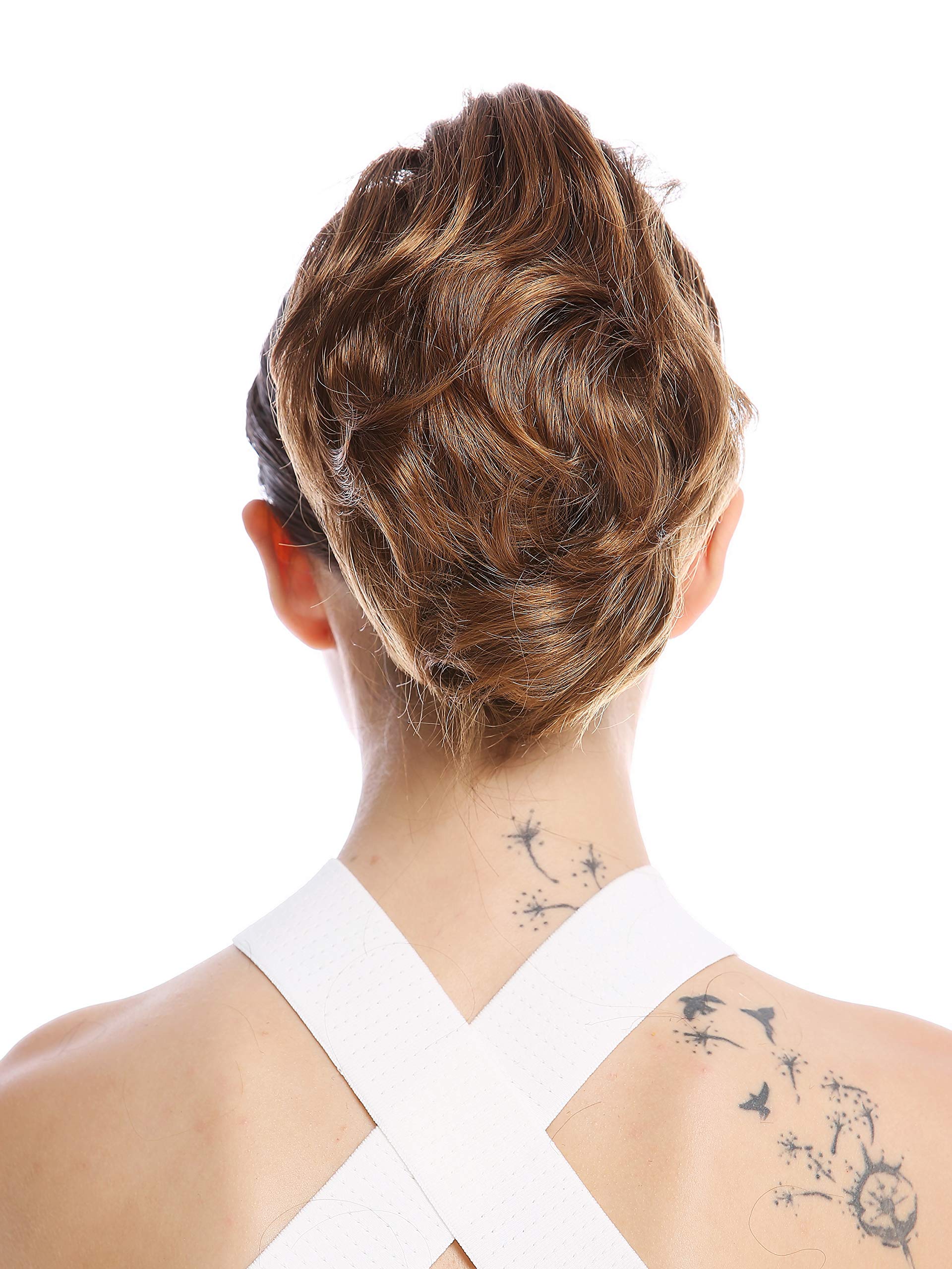 WIG ME UP - 1028-V-4T27 Ponytail Hairpiece Extensions short great volume wavy brown blond highlights tips 8inch