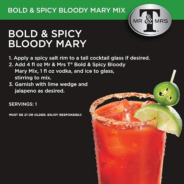 MR. & MRS. T BOLD & SPICY BLOODY MARY MIX, 1 LITER BOTTLE