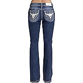 Miss Me Women's Kasey Longhorn Embellished Pockets Mid-Rise Bootcut Jeans