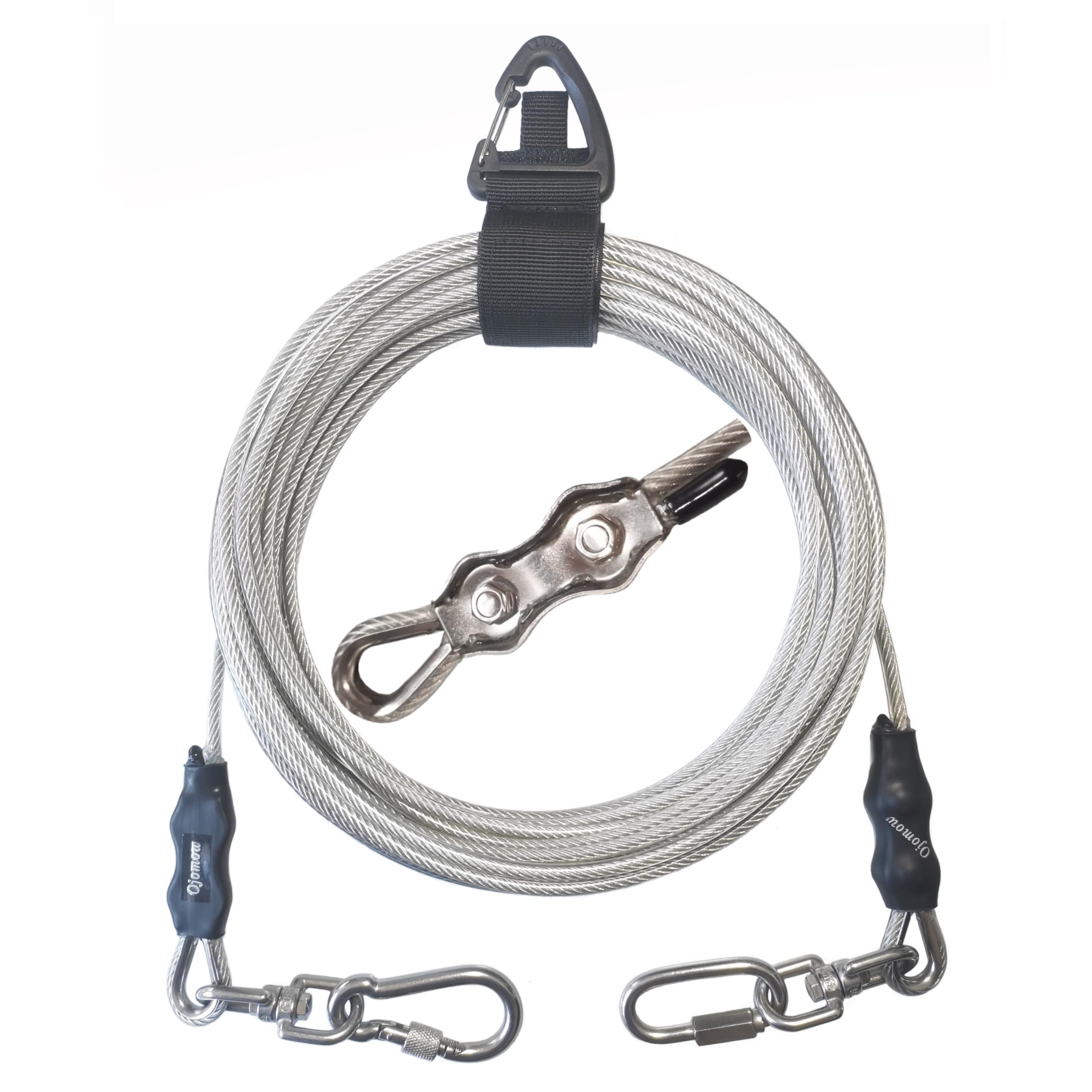 Photo 1 of Ojomow Heavy Duty Dog Tie Out Cable for Stake, Anti-Rusty Long Dog Leash for Large Dogs - Actual 2000lbs Break Strength (10FT)